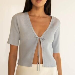 Oak + Fort Cropped Open Front Artic Ice Cardigan Size S